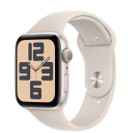 Apple Watch SE (GPS) - 2ª generazione - 44 mm - starlight aluminum - smartwatch con fascia sportiva - fluoroelastomero - starlight - dimensione della fascia: S/M - 32 GB - Wi-Fi, Bluetooth - 32.9 g